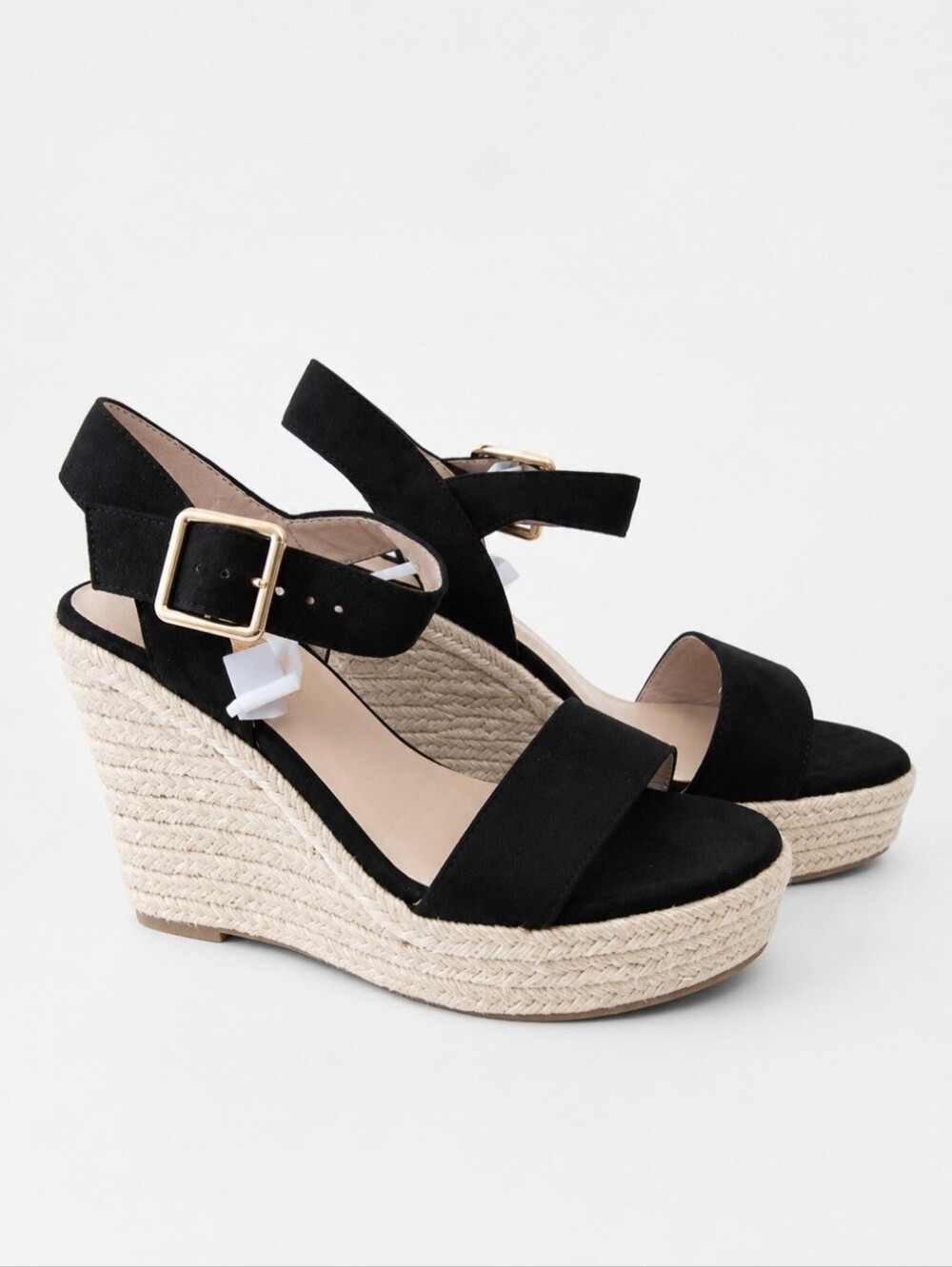 Women's Black Espadrille Platform Sandals - Classic Summer Wedge